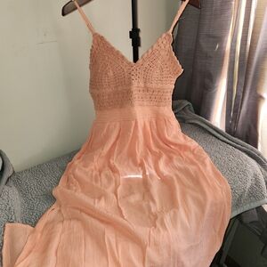 Elegant Peach Maxi Dress